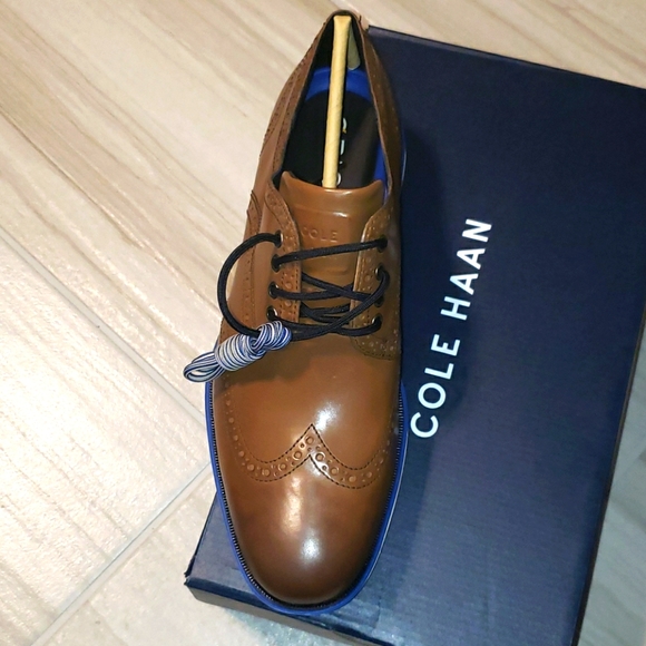 Cole Haan Original Grand Lux Wingtip Men's Leather Oxfords C31549, Size: 10, Brown
